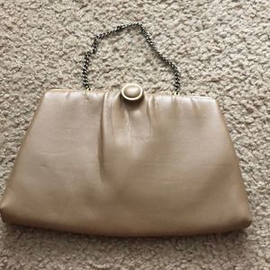 Ande Vintage tan gold accent clutch  purse